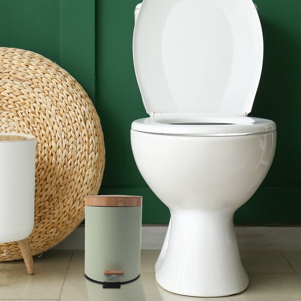 Heleroheline pedaaliga metallist prügikast 3 l Greenish - Orion-image-1