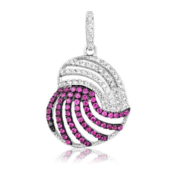 Stříbrný přívěsek s červenými a bílými zirkony Swarovski Elements Crystals Heart