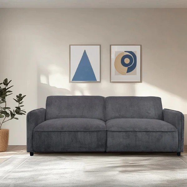 Antratsiitvärvi kordvelvetist lamav/kokkupandav diivan 209 cm Alicia - Støraa-image-1