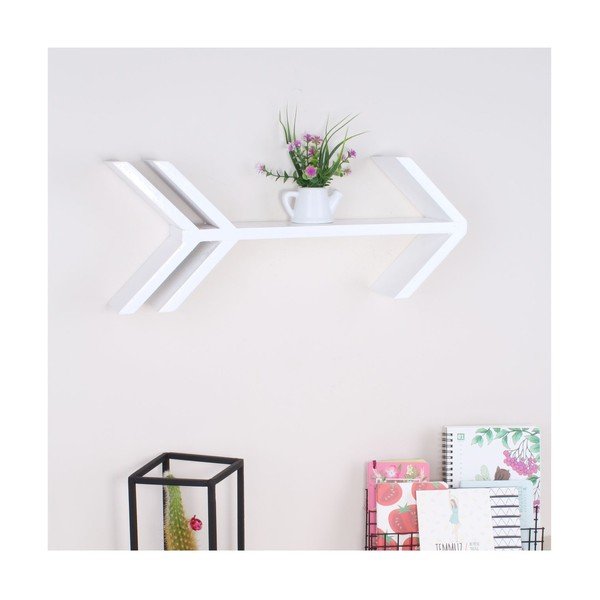 Bílá dřevěná nástěnná polička North Carolina Scandinavian Home Decors Fleche