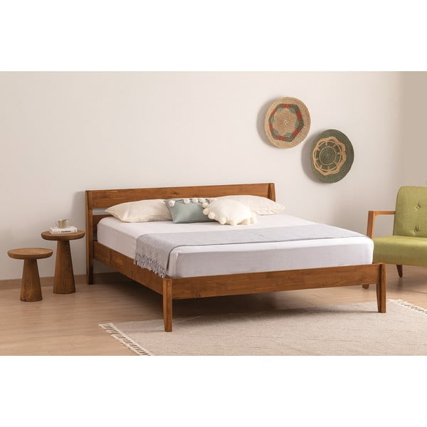 Tumepruuni-naturaalset värvi kuusepuidust üheinimesevoodi 90x200 cm Venus - Kalune Design-image-1