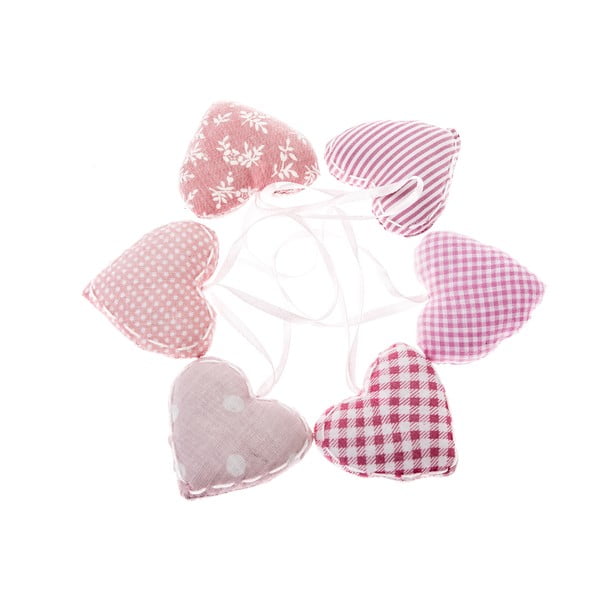 Komplekt 6 roosa südamega rippuvat kaunistust - Dakls