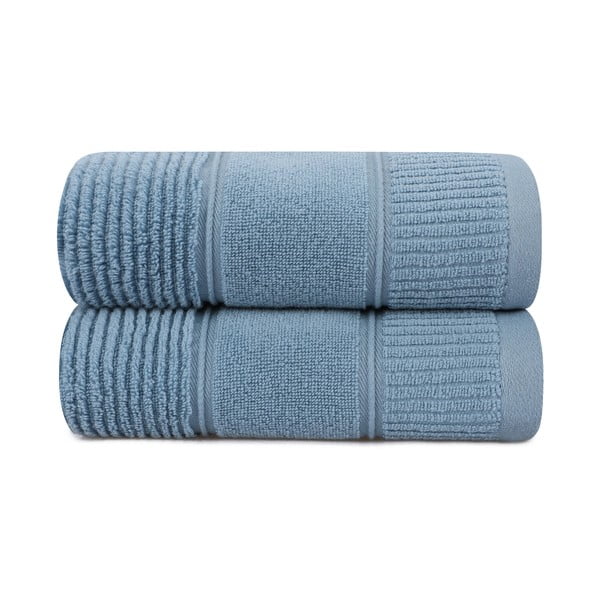 Komplekt 2 sinist puuvillast rätikut, 50 x 90 cm Daniela - Foutastic