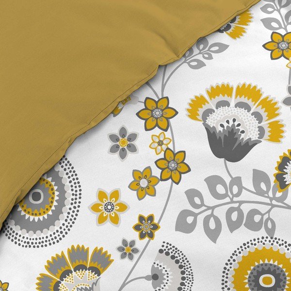 Kollane-valge pikendatud musliinist voodipesu kaheinimesevoodile 260x240 cm Garance - douceur d'intérieur-image-4