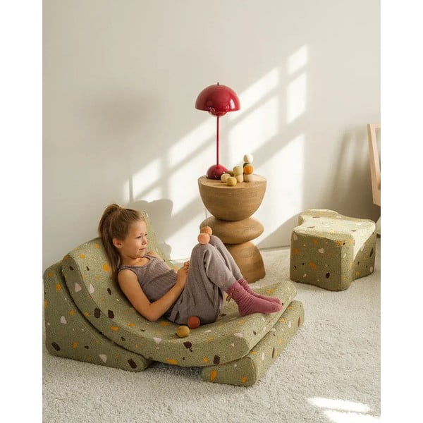 Roheline buklee/šenillkangast laste tumba Terrazzo Cloud - Wigiwama-image-2