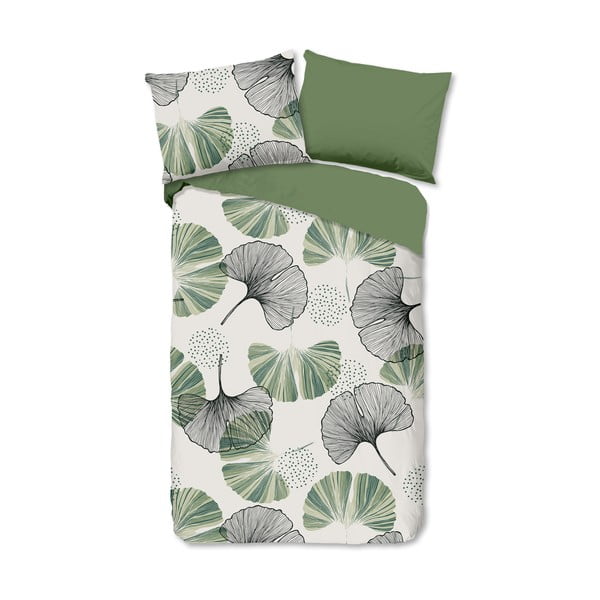 Roheline-kreem puuvillane voodipesu 140x200 cm - Good Morning