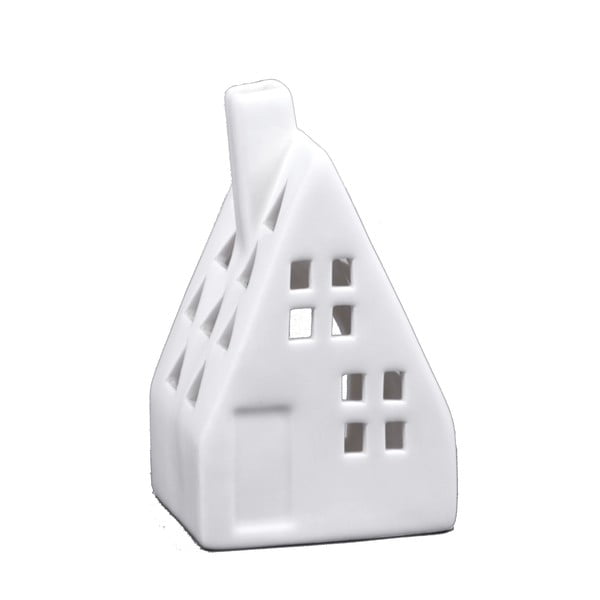Bílý porcelánový svícen ve tvaru domku Ego Dekor, výška 13 cm