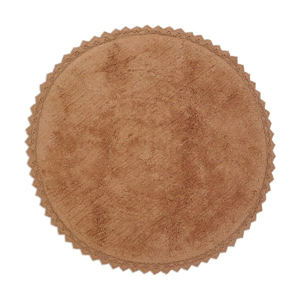 Tellisevärvi käsitsi kootud puuvillane ümmargune pestav vaip ø 110 cm Perla Toffee - Nattiot