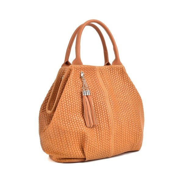 Koňakově hnědá kožená kabelka Mangotti Bags Betania-image-4