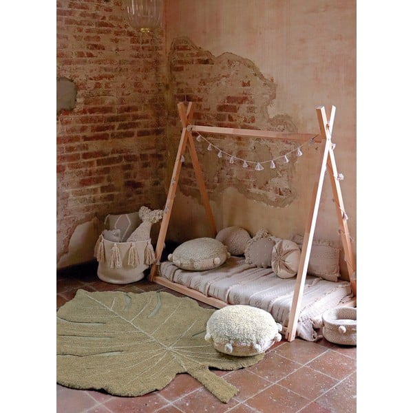 Khakivärvi pestav käsitsi kootud puuvillane laste vaip 120x180 cm Monstera Olive - Lorena Canals-image-3