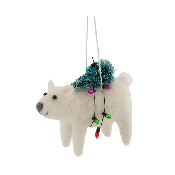 Tekstiilist jõuluehe, 12 cm Polar Bear with Christmas Lights – Sass & Belle