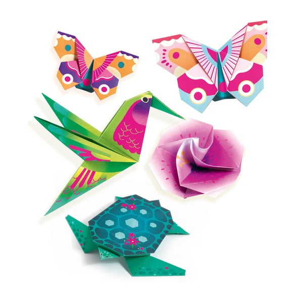 Komplekt 24 origamipaberit koos juhendiga Neon Tropics - Djeco