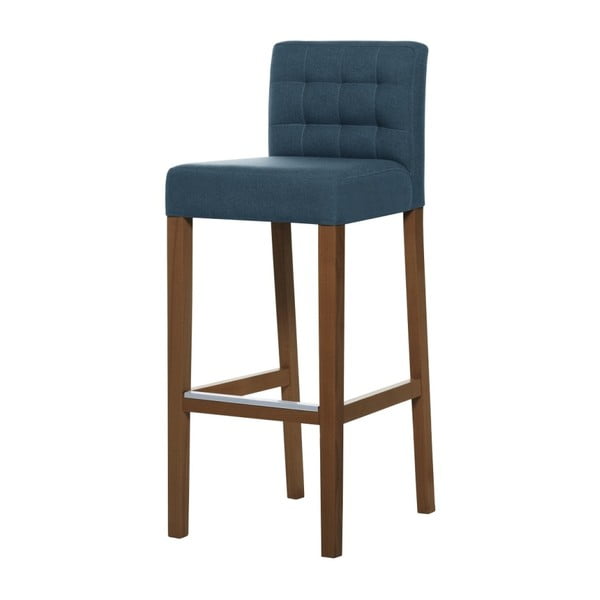 Modrá barová židle s tmavě hnědými nohami Ted Lapidus Maison Jasmin