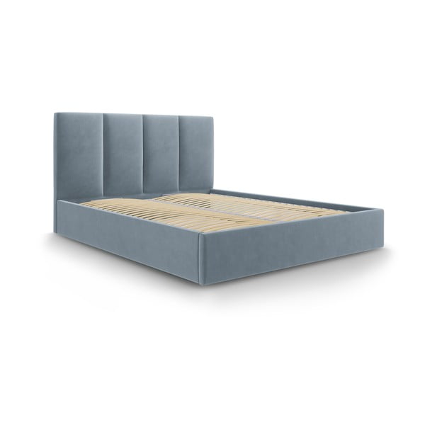 Helesinine polsterdatud kaheinimese voodi, millel on hoiuruum ja rest 180x200 cm Juniper - Mazzini Beds