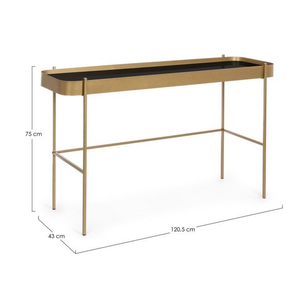 Kuldse klaasist pealispinnaga konsoollaud 43x120,5 cm Rashida - Bizzotto-image-4