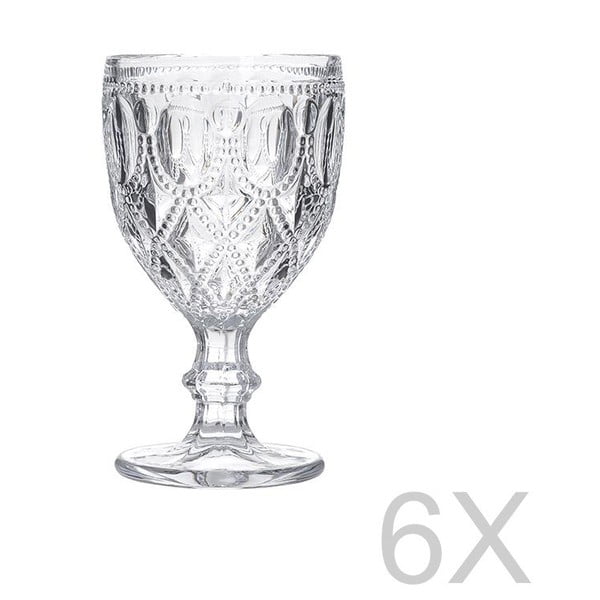 Sada 6 skleněných transparentních sklenic InArt Glamour Beverage Foot, výška 16 cm