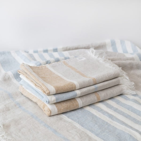 Sinine linane rannatekk 140x170 cm Allure Stripe - Linen Tales