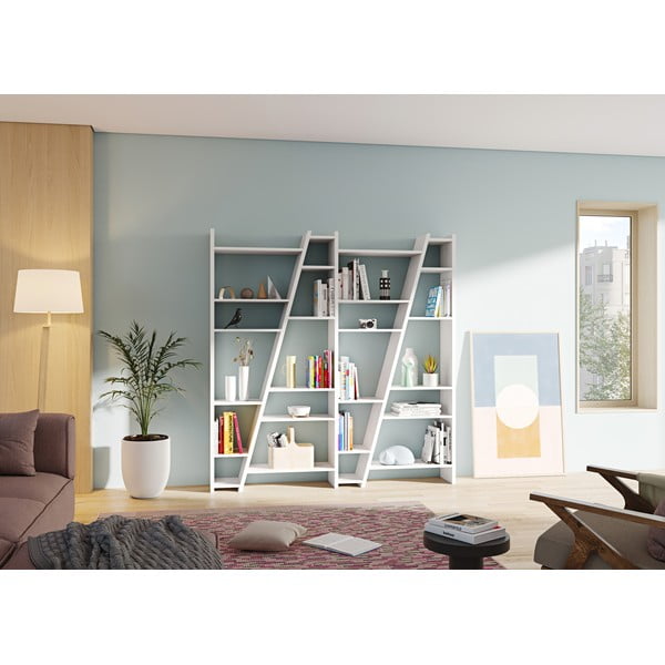 Valge raamaturiiul 190x195 cm Delta - TemaHome-image-1