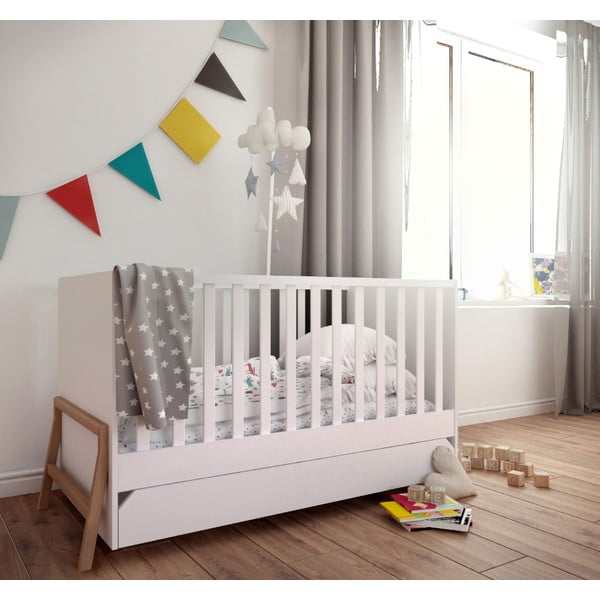 Valge võrevoodi sahtliga , 70 x 140 cm Lotta - BELLAMY-image-1