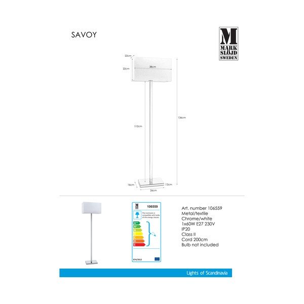 Bílá volně stojící lampa Markslöjd Savoy-image-1
