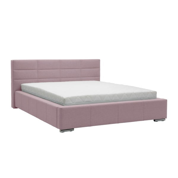 Světle růžová dvoulůžková postel Mazzini Beds Reve, 180 x 200 cm