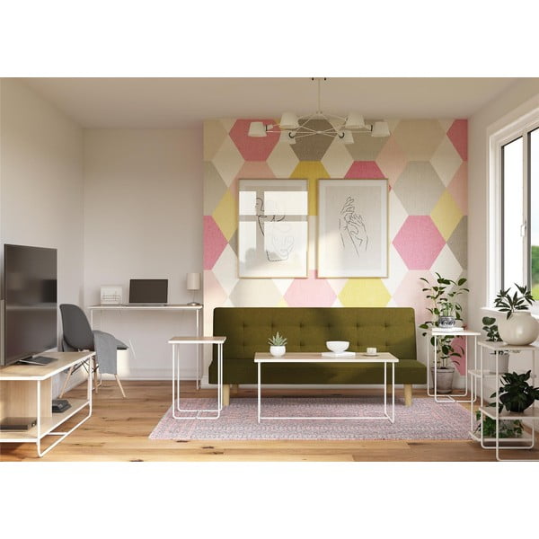 Valged-puiduvärvi tuhapuidust plaadiga konsoollauad 3 tk komplektis 50x100 cm Dante – Støraa-image-3