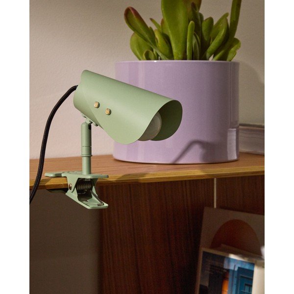 Roheline metallist klambriga laualamp (kõrgus 16 cm) Jula - Kave Home-image-2