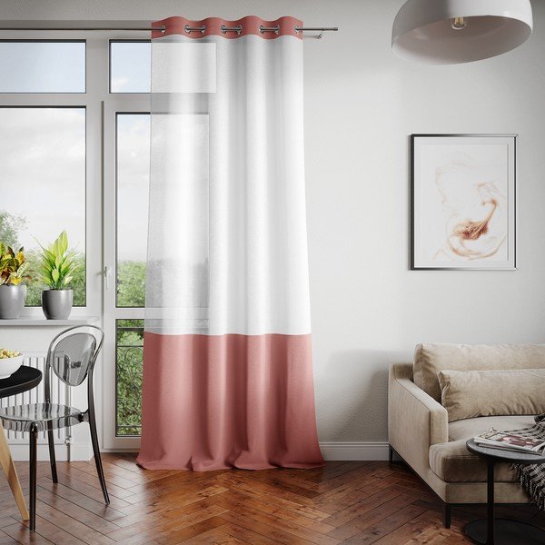 Valge ja pruun Irvelette Eyelets kardin, 140 x 250 cm Irvette Eyelets - AmeliaHome-image-1