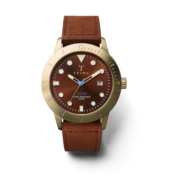 Unisex hodinky s hnědým koženým řemínkem Triwa Chestnut Hvalen Brown Sewn