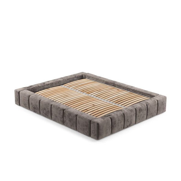 Pruun polsterdatud kaheinimesevoodi koos voodipõhja ja panipaigaga 160x200cm Aruba L - Maison de Rêve-image-3