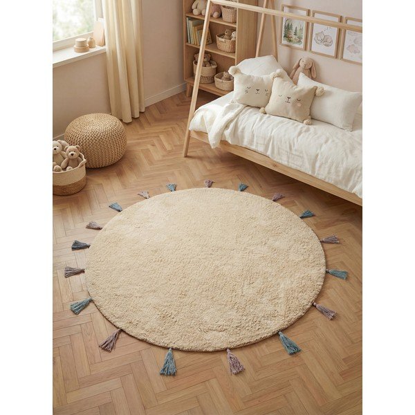 Kreemikas pestav/käsitsi kootud puuvillane lastevaip ø160 cm Snuggle Sunna - Hanse Home-image-1