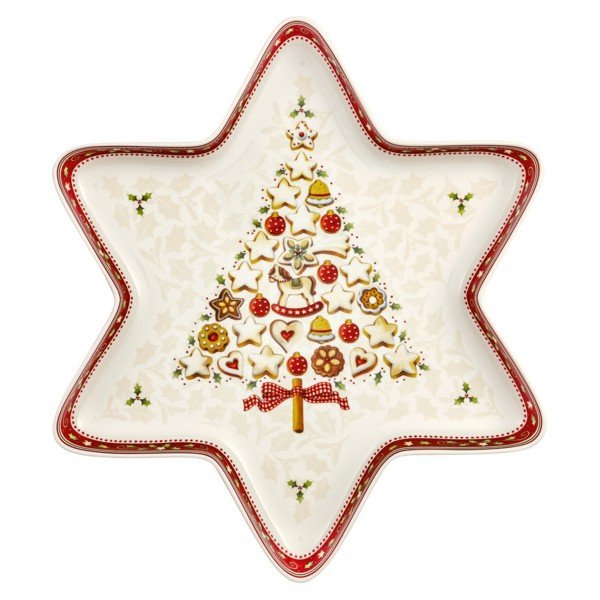 Punasest ja valgest portselanist serveerimiskauss jõulutähega Villeroy & Boch Piparkoogiküla, 37,2 x 32,5 cm. Tree - Villeroy&Boch-image-2