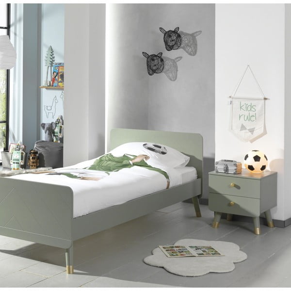 Oliivroheline laste öökapp männipuidust Billy - Vipack-image-1