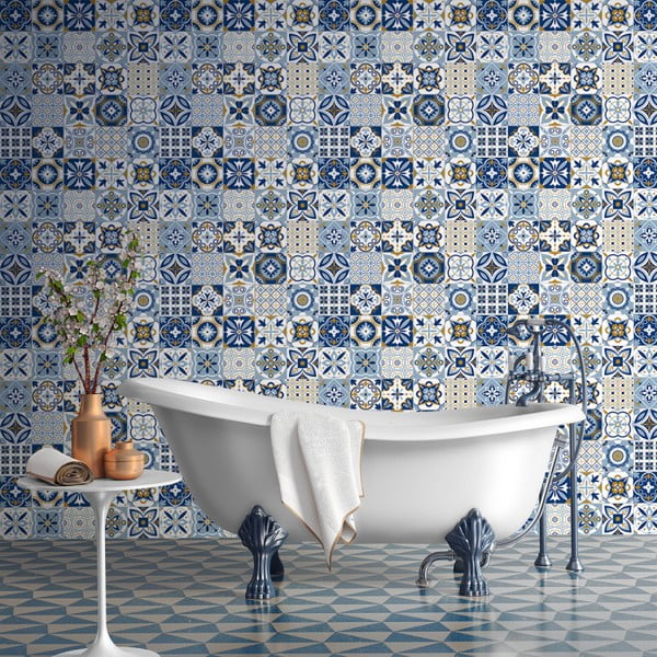 60-st seinakleebisest koosnev komplekt Azulejos , 10 x 10 cm Nelia - Ambiance