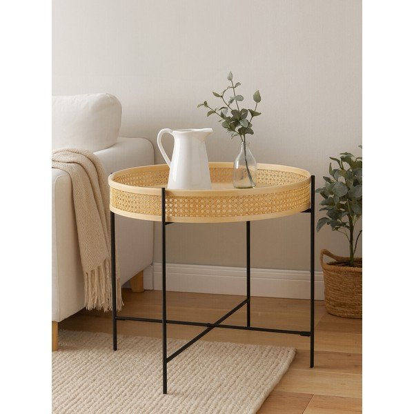 Rotangist ümmargune kohvilaud naturaalses värvitoonis ø 60 cm Depok - Premier Housewares-image-2