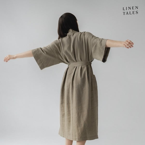 Khaki linane hommikumantel suurus L/XL Summer - Linen Tales-image-3