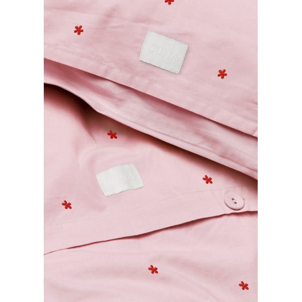 Roosa perkal-puuvillast voodipesu üheinimesevoodile 140x200 cm Daisy - JUNA-image-3