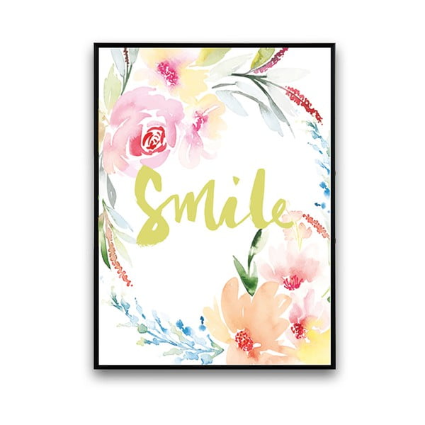 Plakát s květinami Smile, 30 x 40 cm