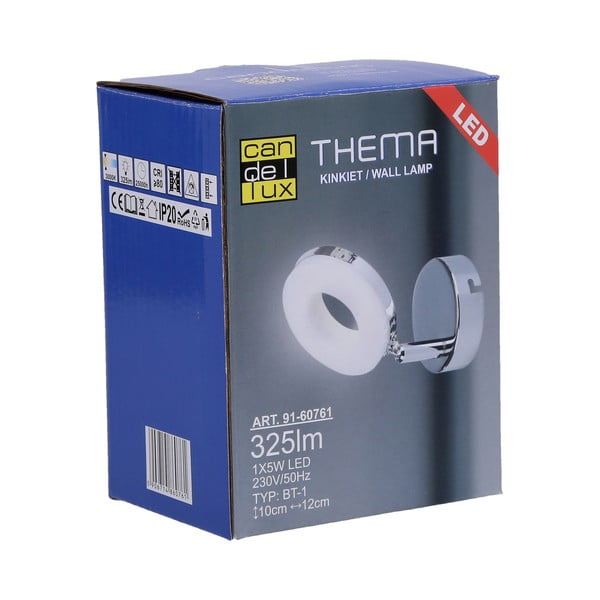 Läikiv hõbedane LED seinavalgusti Thema - Candellux Lighting-image-4