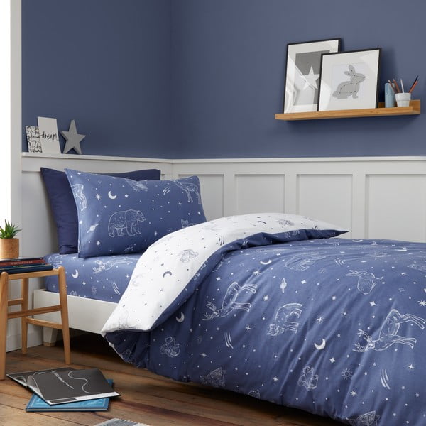 Flanell laste voodipesu 135x200 cm Starlight Animals - Bianca