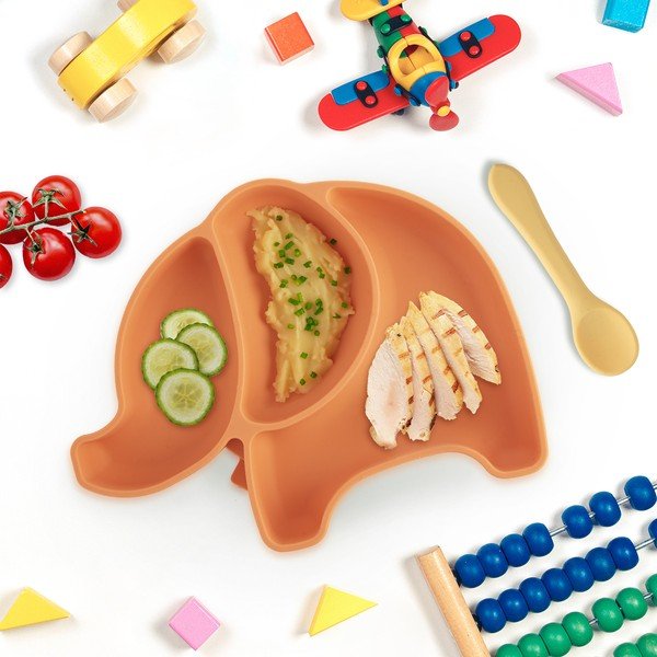 Oranž silikoonist lastetaldrik 18x23 cm Elephant - Orion-image-1