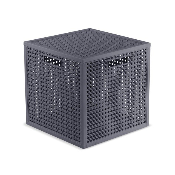 Tumehall hoiukast kaanega, valmistatud taaskasutatud plastist 28x28x28 cm Kaya Cube - Curver