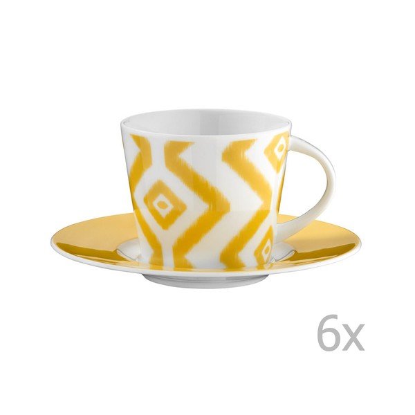 Sada 6 porcelánových hrnků na čaj s podšálky Vasilissa, 200 ml