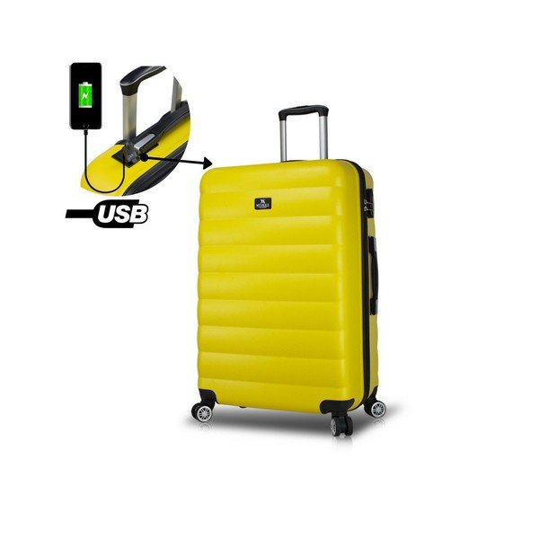 Žlutý cestovní kufr na kolečkách s USB portem My Valice COLORS RESSNO Pilot Suitcase-image-2