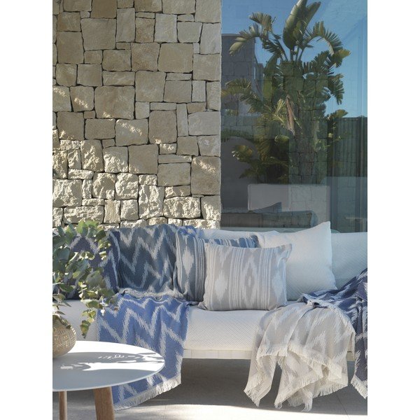 Tumesinine pleed puuvilla seguga 140x180 cm Mallorca – Euromant-image-3