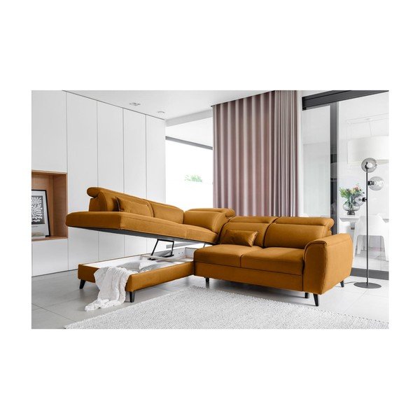 Kollane sametist lahtikäiv/sahtliga nurgadiivan (vasak nurk/L-kujuline) Noble – ELTAP-image-3