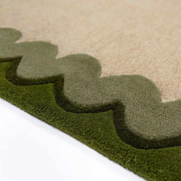 Roheline/naturaalne käsitsi kootud villane jooksja 80x230 cm Wiggle Wool - Flair Rugs-image-2