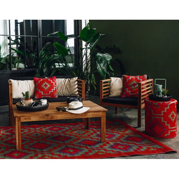 Oranž ja lilla kahepoolne õuevaip taaskasutatud plastikust oranž ja lilla, 120 x 180 cm Lhasa - Fab Hab-image-1