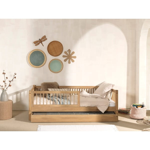 Tamme täispuidust väljatõmmatava osaga lastevoodi koos voodipõhjaga 90x200 cm Forrest – Vipack-image-1
