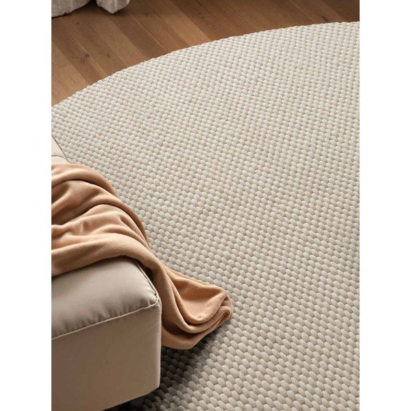 Kreemikas käsitsi kootud villane ümmargune vaip ø 160 cm Lyon Beans - Elle Decoration-image-3